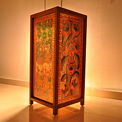 Krishna Leather Painting Floor Lampshade | 15 X 15 X 36 Inches