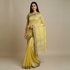 Bengal Handloom Cotton Yellow Saree