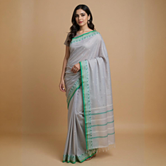 Exclusive Bengal Handloom  Sarees-WHITE