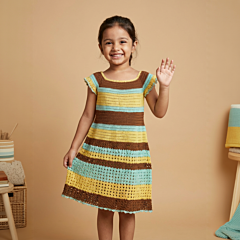 Hand-Crocheted Multicoloured Frock for Girls