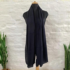 Handwoven Tusha Black Woollen Shawl