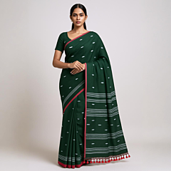 MULMUL BUTI SAREE WITHOUT BLOUSE PIECE-GREEN