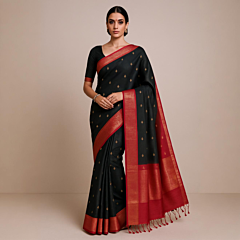 Maheshwari Saree Green with Golden Zari 6.25 mtrs Silk Cotton