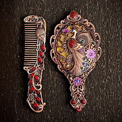 Handcrafted Comb and Mirror Set