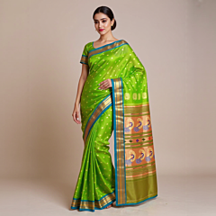 Handloom Green Paithani Silk Saree