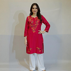 Women Embroidered Pure Cotton Straight Kurta