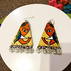 Exquisite Hand Painted Ganpati Earrings - Unique Paper and Oxidized Ethnic Jewelry for Women