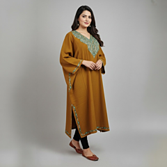 Hand-Embroidered Brown Kurta | Large