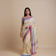 Handloom Chanderi Silk Saree | Yellow | 6.25 Mtrs