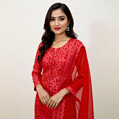 Applique Cotton Dress material suite set