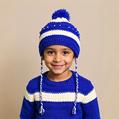 Kids Handwoven Woolen Cap | Blue & White