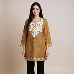 Women Embroidered Pure Cotton Short Kurta