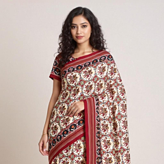 Pochampally Ikat Telia Rumal Cotton Saree 