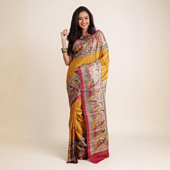 Handloom  Bhagalpuri Tussar Silk Printed Saree