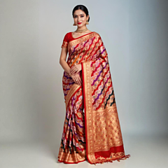 Banarasi Rangkat Kadua Silk Red Saree