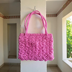 Handmade Macrame Handbag | Baby Pink