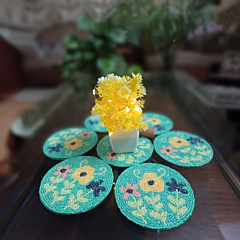 Handcrafted Beaded Coasters | Set of 7 | 4x4 Inches