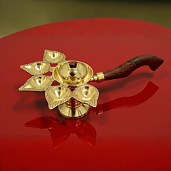 Handcrafted Aarti Golden Diya | 4.5 x 9 x 2 Inches