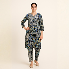 Hand-Embroidered Modal Fabric Kurti Set