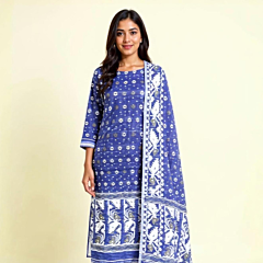 Handloom Unstitched Cotton Suit with Dupatta | Purple