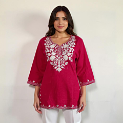Women Embroidered Pure Cotton Short  Kurta