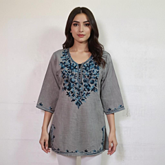 Women Embroidered Pure Cotton short Kurta  