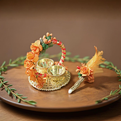 Haldi Kumkum Plate Roli Chawal Holder With Tilak Stick