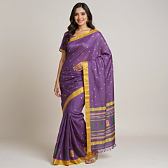Handloom Soft Cotton Mauve Saree