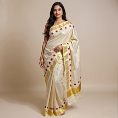 Kerala Traditional Handmade Kasavu Saree