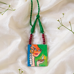 Stunning Hand-Painted Eco-Friendly Jewelry Set - Lightweight Tribal Paintings Necklace & Earrings Set