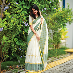 Handloom Off-White Base Saree