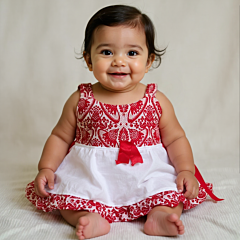 Handcrafted Assamese Gamusa Frock I Size 38