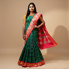 Handmade Jari checks Break border Saree