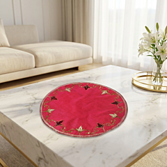 Handcrafted Round Table Cover | Pink | 41x6x41 cm