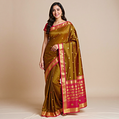 Sausar Magenta Silk and Cotton saree