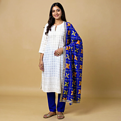 Plazo Suit With Phulkari Duppatta (Blue)
