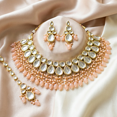 Peach Meenakari & Kundan Bridal Necklace Set