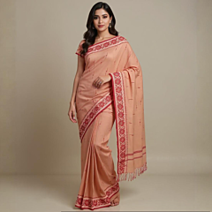 Cotton Santipuri Saree | Orange