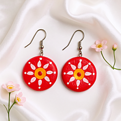 Red Blossom Handcrafted Earrings