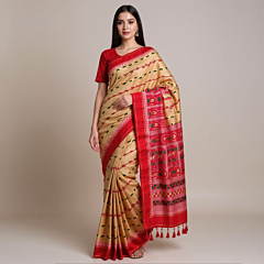 Tussar Silk Saree-Brown