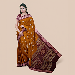 Brown Maroon Bomkai Handwoven Cotton Saree SFCSAR1983