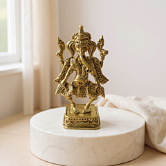 God 5-inch Dancing Ganesh With Tabla - GI Certified Bengal Dokra