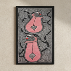 Handcrafted Traditional Kachni-style Madhubani Peacock Painting| 22 inches