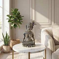 Handcrafted Brass Tribal Apsara Dholak Player Figurine |6 x 5 x 8 inches