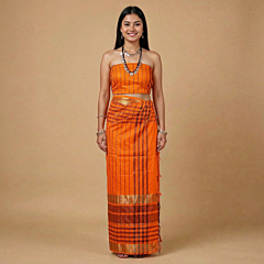Handwoven Tripuri Pachhra Set |Orange
