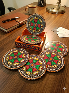 Flower Fish Madhubani Coaster  