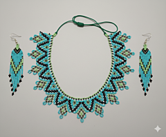 Handcrafted Glass Bead Necklace and Earring Set