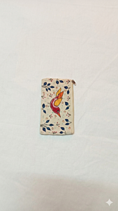 Hand-Painted Bird & Floral Folk Art Canvas Pouch