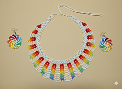 Fiesta Bloom Handcrafted Glass Bead Necklace and Earring Set
