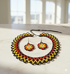 Sunburst Radiance Glass Beads Necklace & Earring Set